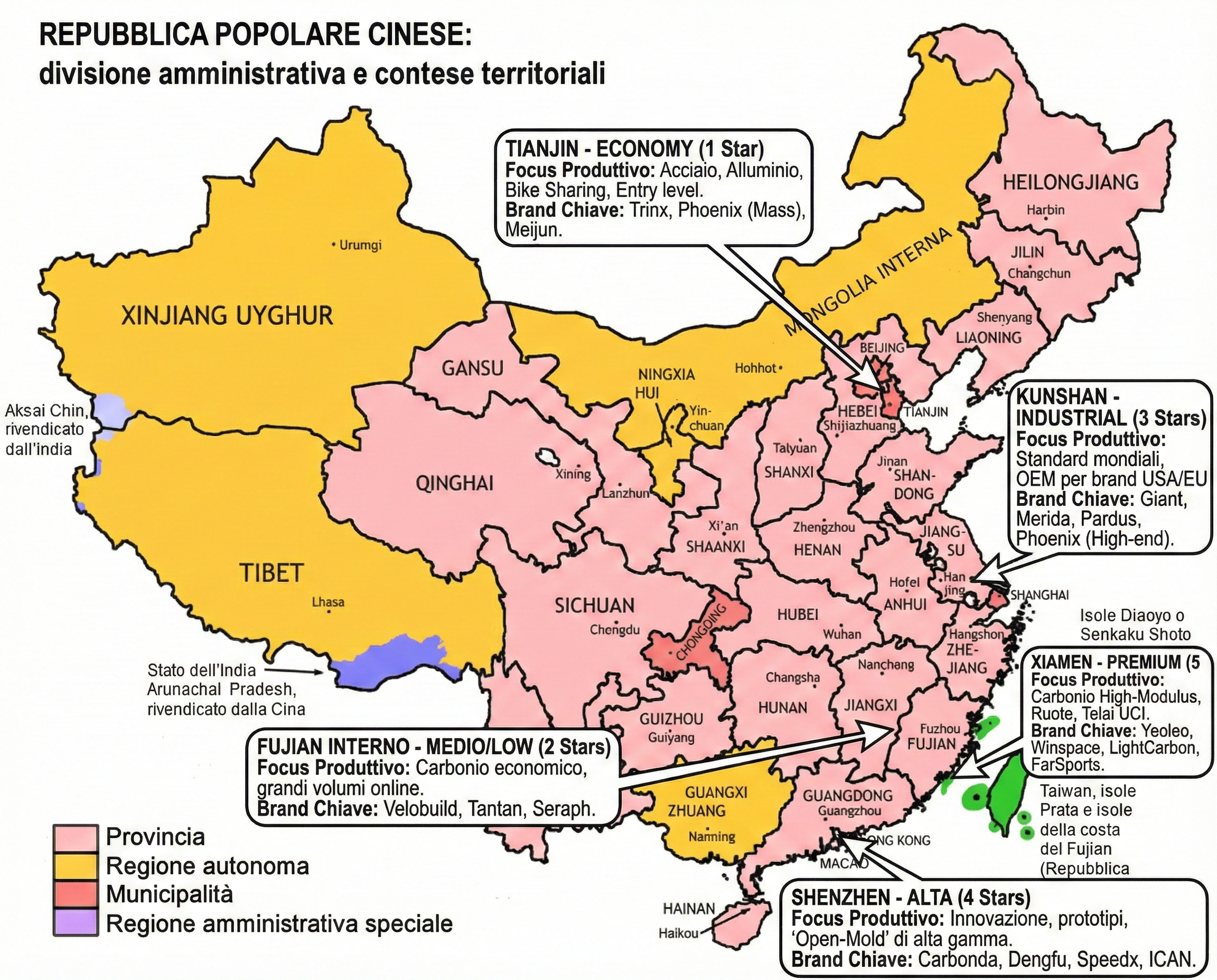 mappa produttori bici cinesi